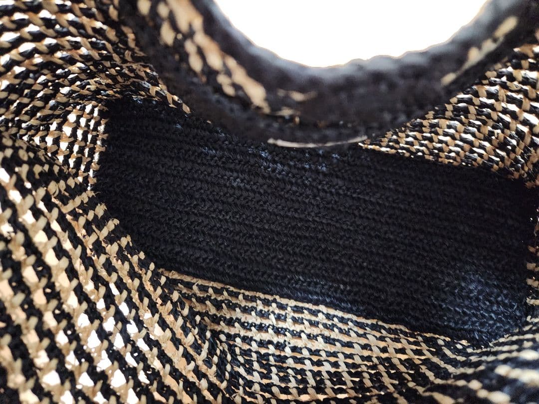 ヘレンカミンスキー ラフィア カゴバッグ レザーハンドル