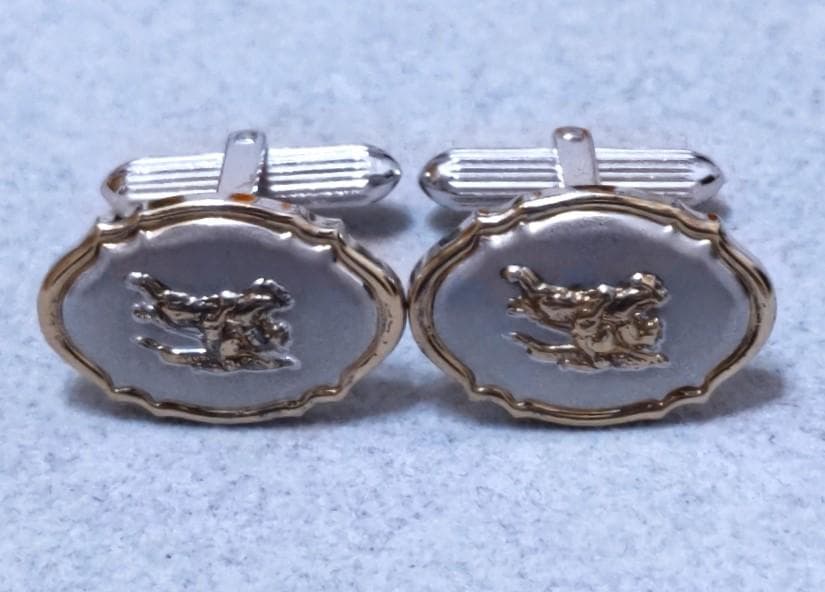 バーバリー　馬上の騎士　SILVER925K14GF　カフス　C1968