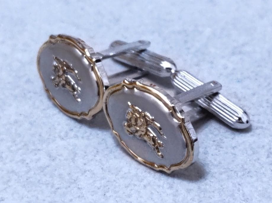 バーバリー　馬上の騎士　SILVER925K14GF　カフス　C1968