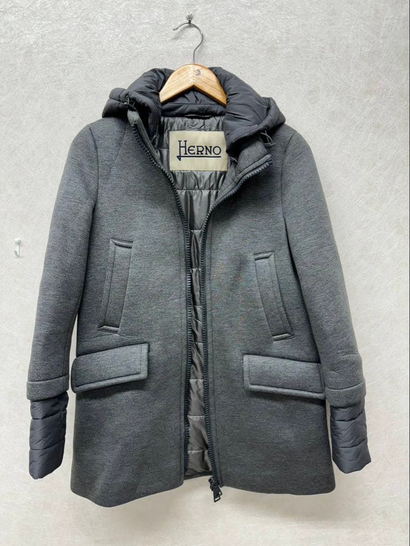 【良品】 HERRO ヘルノ ボンディングコート レディース サイズ40