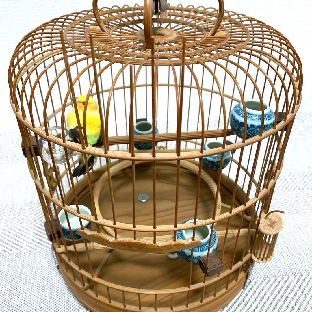 竹製 鳥かご 餌入れなどの小物セット　アジアン　インテリア【大幅お値下げ‼︎‼︎】