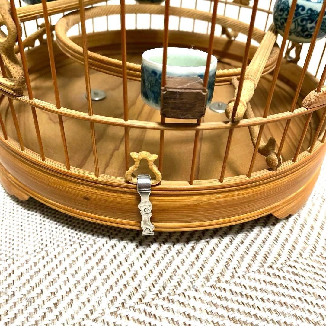 竹製 鳥かご 餌入れなどの小物セット　アジアン　インテリア【大幅お値下げ‼︎‼︎】