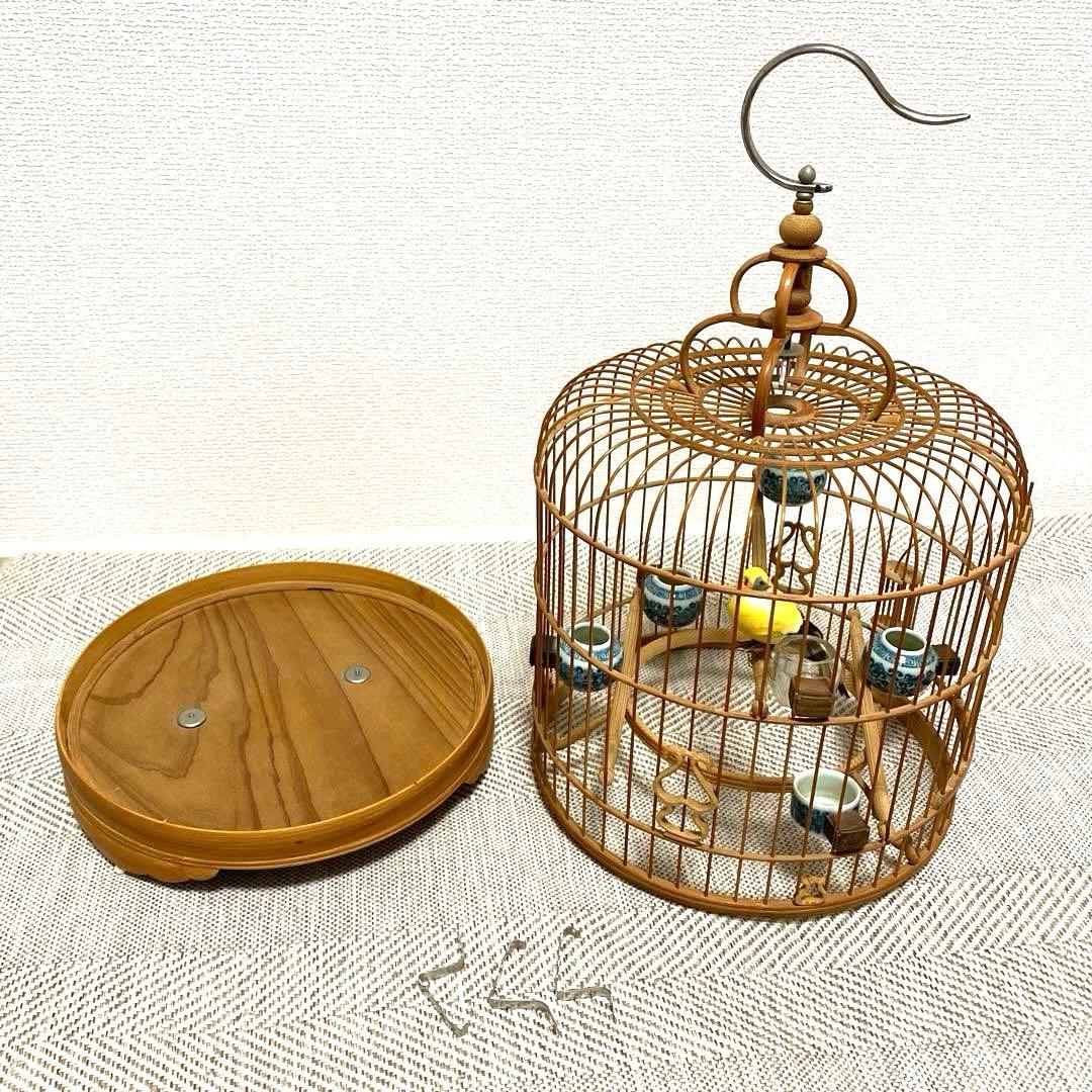 竹製 鳥かご 餌入れなどの小物セット　アジアン　インテリア【大幅お値下げ‼︎‼︎】