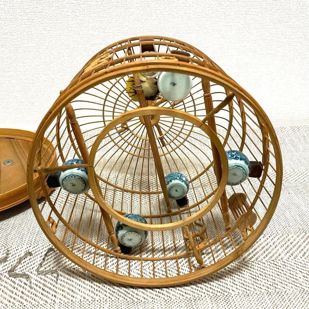 竹製 鳥かご 餌入れなどの小物セット　アジアン　インテリア【大幅お値下げ‼︎‼︎】