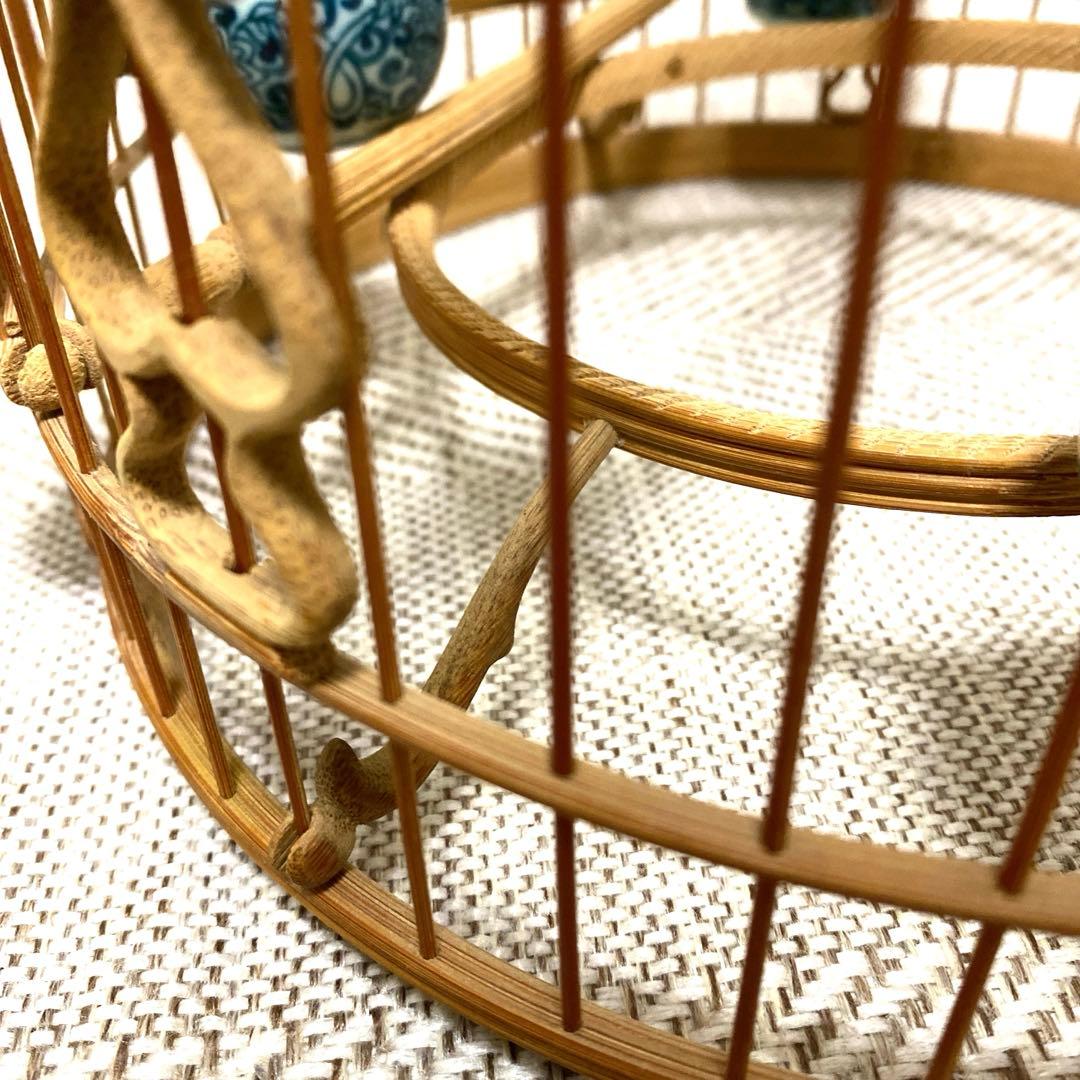 竹製 鳥かご 餌入れなどの小物セット　アジアン　インテリア【大幅お値下げ‼︎‼︎】