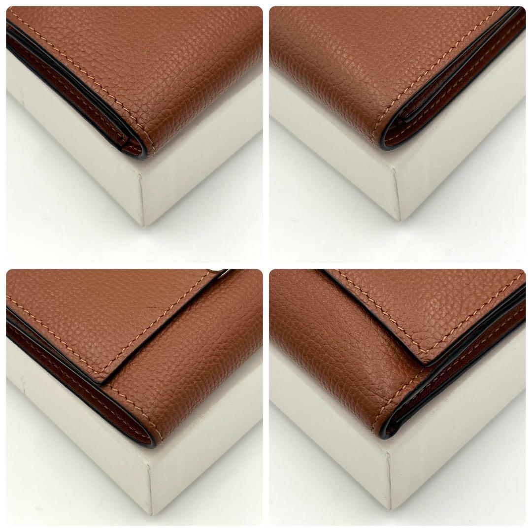 【美品】ロエベ トライフォールドウォレッ3つ折り財布 ブラウン コンパクト