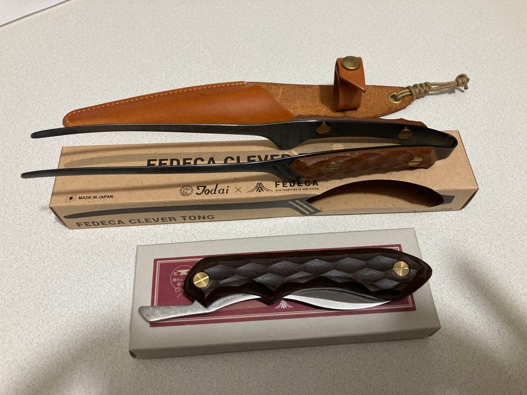 FEDECA CLEVER TONG折りたたみナイフセット　名栗イペ