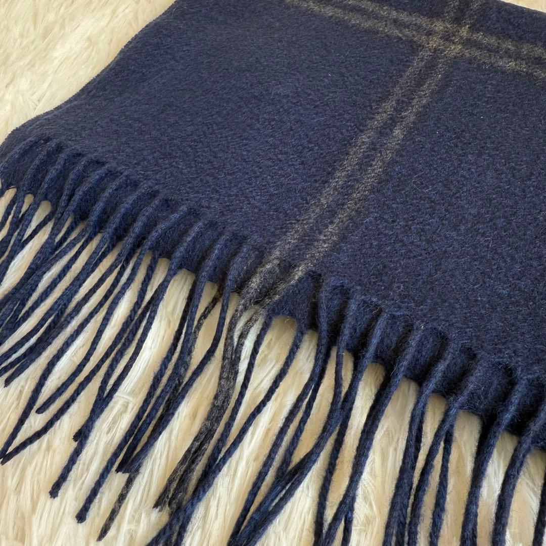 タケオキクチ⭐️ チェック柄 マフラー ネイビー カシミヤ