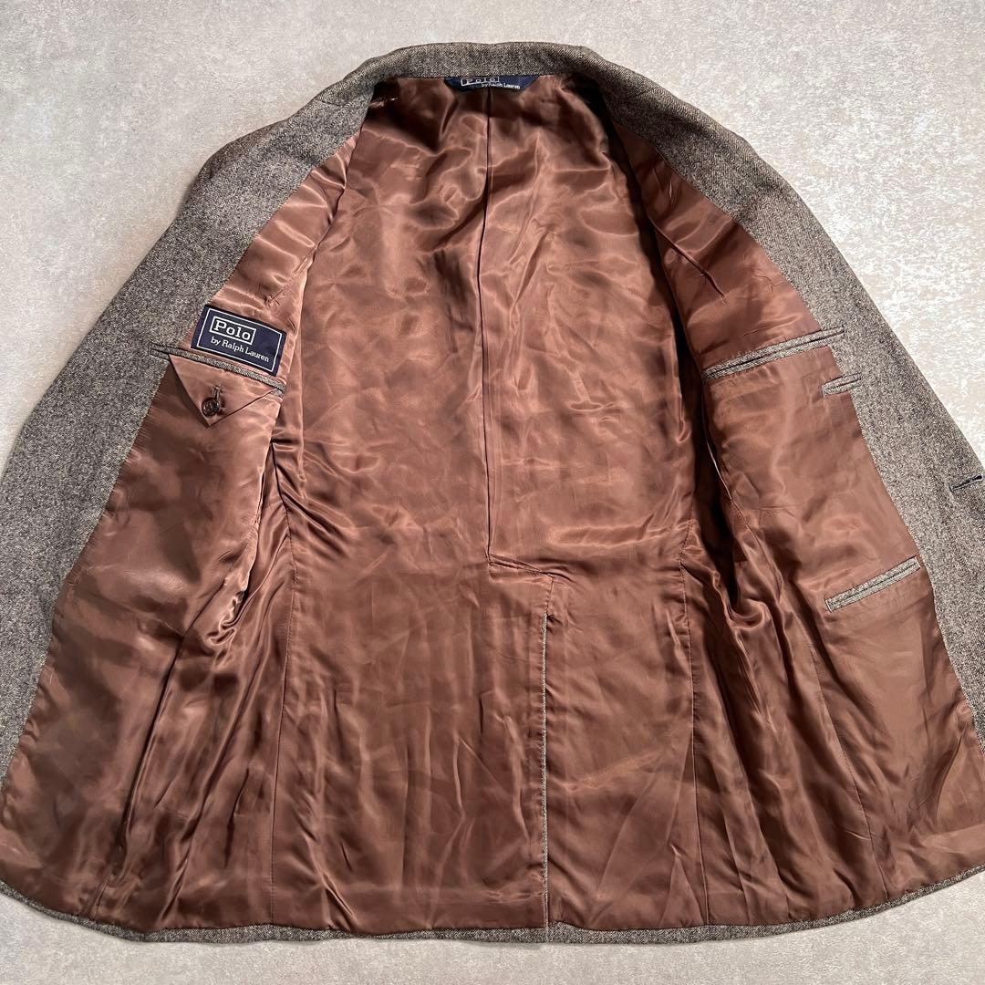 【極美品】ポロラルフローレン ブラウンヘリンボーン ウールサキソニー A5