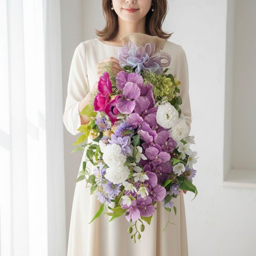 胡蝶蘭の華やかなフラワースワッグ 光触媒フラワー 開店祝いや誕生日や記念日に！