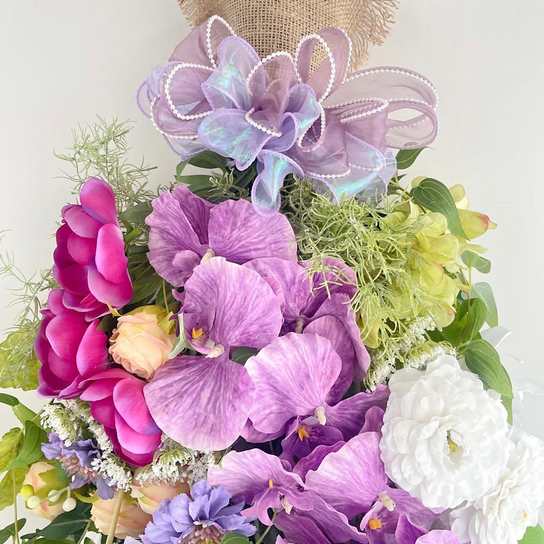 胡蝶蘭の華やかなフラワースワッグ 光触媒フラワー 開店祝いや誕生日や記念日に！