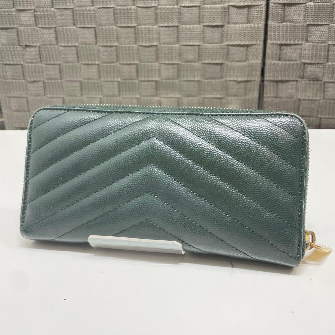 r*✰様 SAINT LAURENT YSL カサンドラ　グリーン 長財布 キル