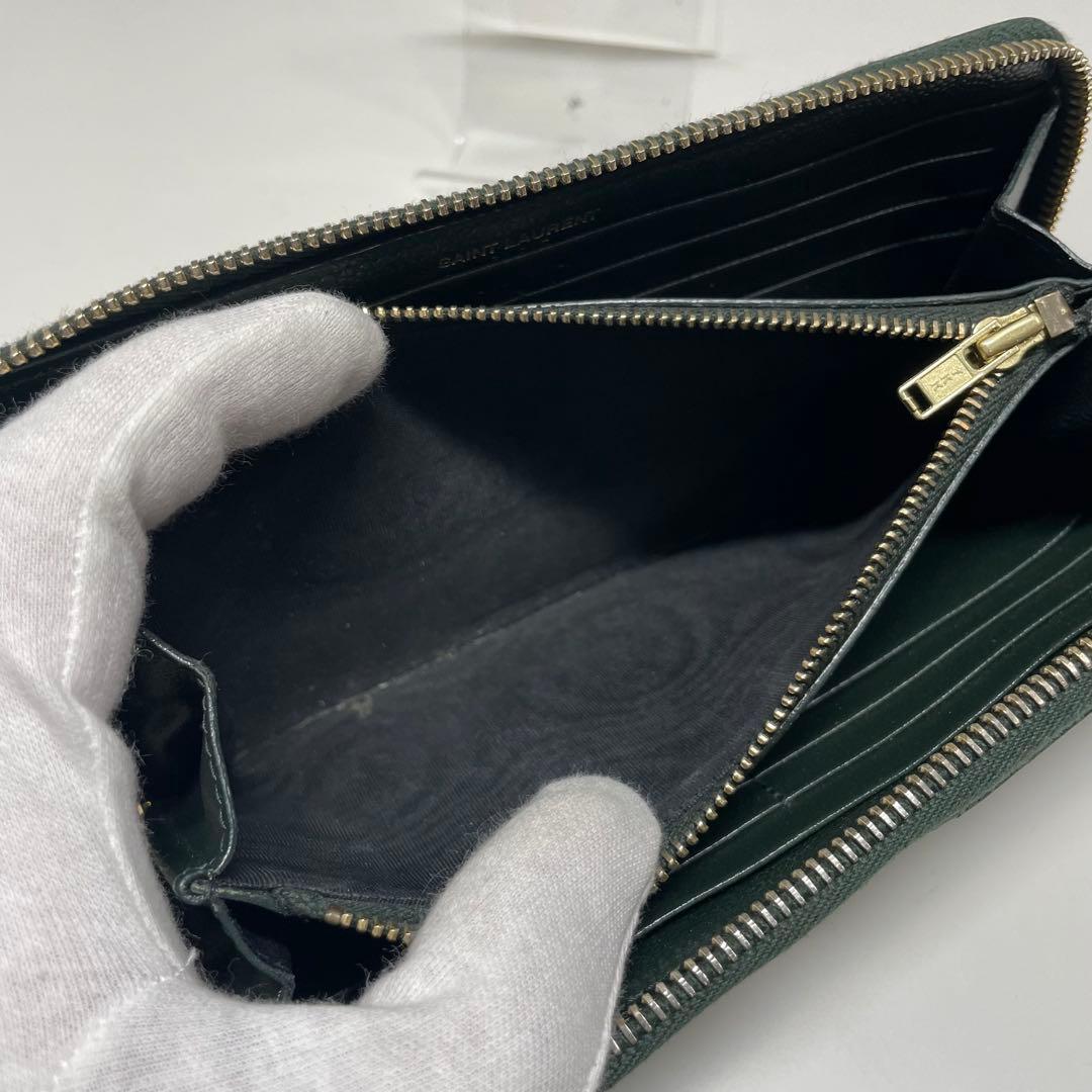 r*✰様 SAINT LAURENT YSL カサンドラ　グリーン 長財布 キル