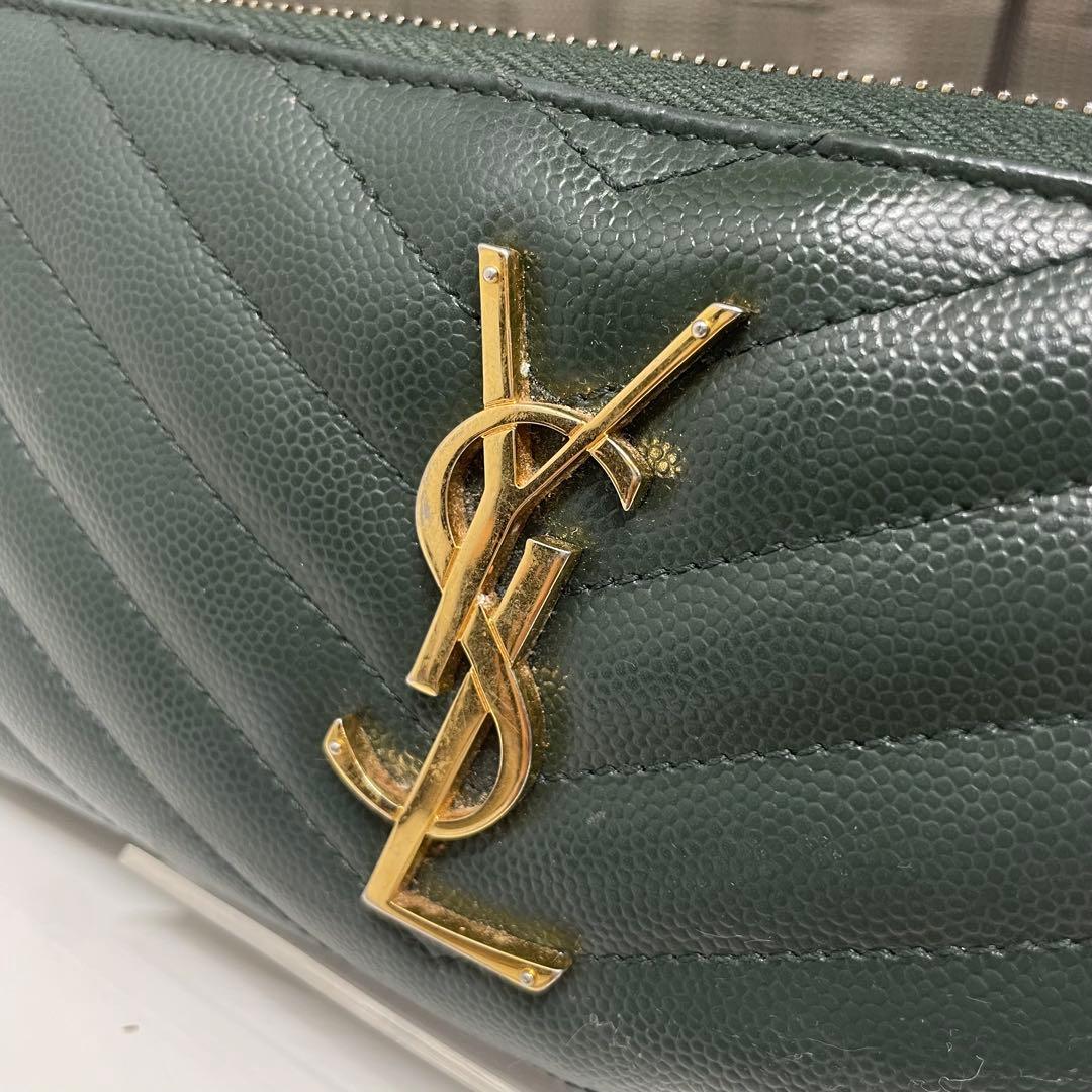 r*✰様 SAINT LAURENT YSL カサンドラ　グリーン 長財布 キル