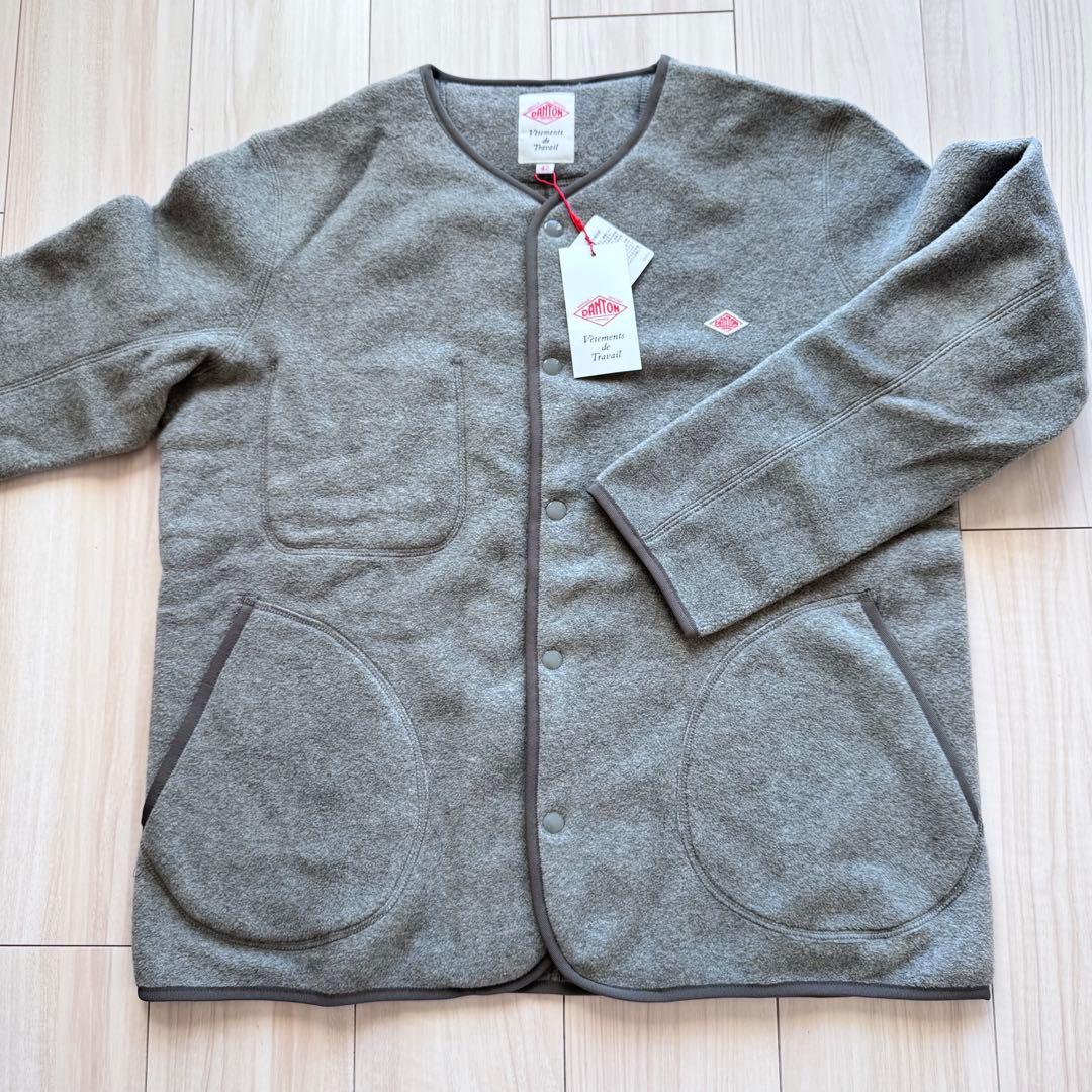 未使用品 ダントン グレー ノーカラージャケット メンズ42L