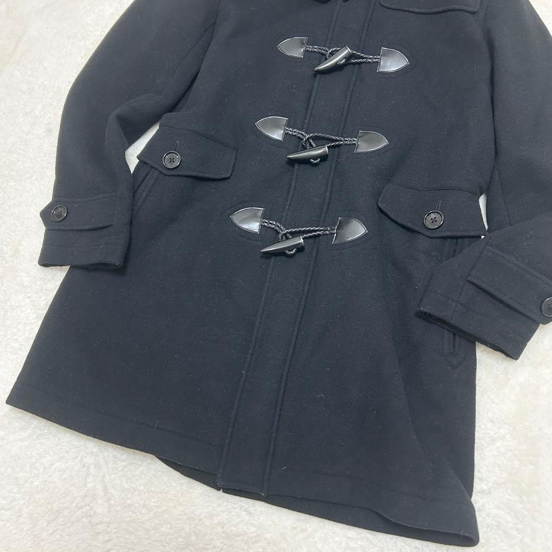 【美品】バーバリーブラックレーベル ウールメルトン ダッフルコート ブラック L