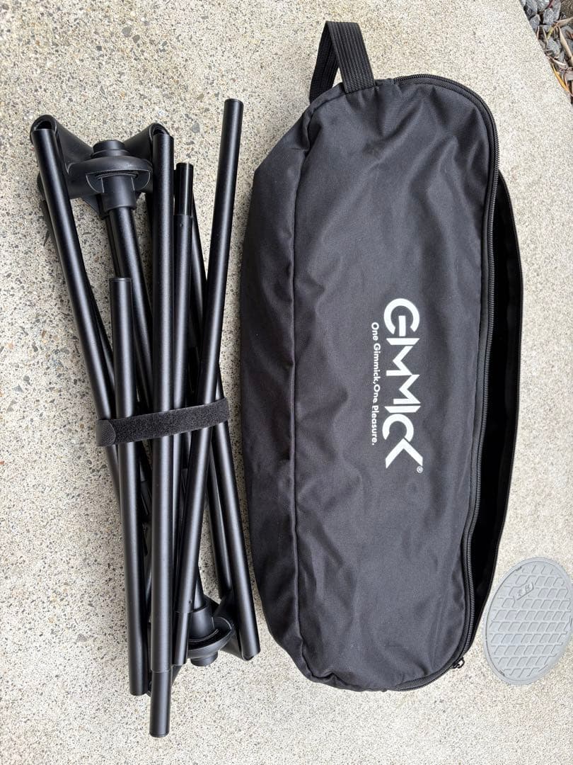 2脚セットGIMMICK コンパクトチェア　ヘッドレスト付きギミックブラック