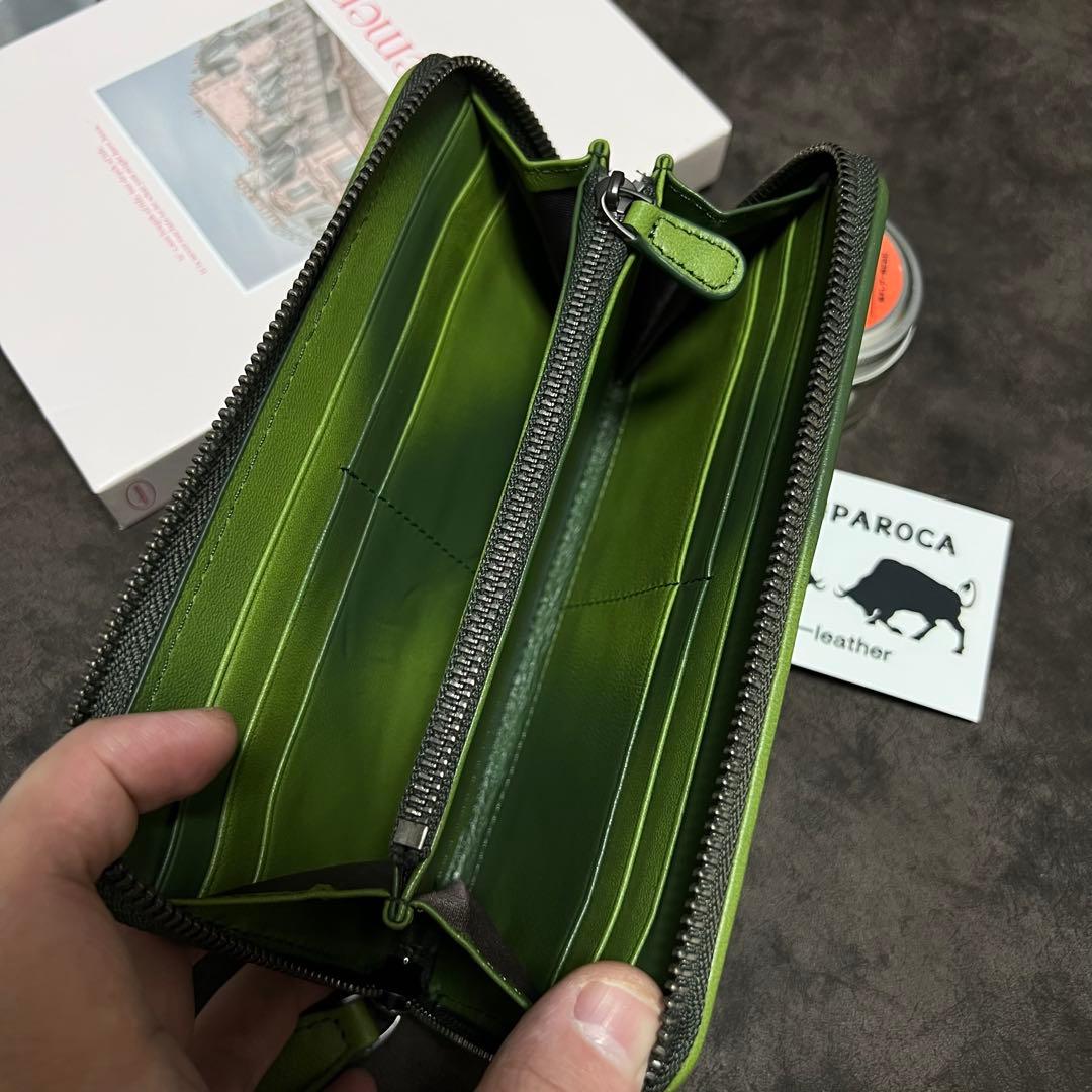 イタリアンレザー ハンドメイド 牛革本革 男女兼用&手作り&ラウンドファスナー