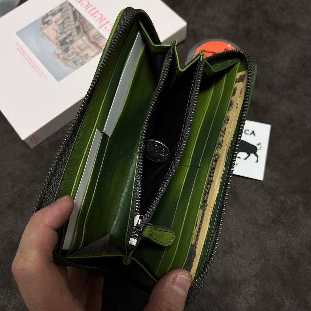 イタリアンレザー ハンドメイド 牛革本革 男女兼用&手作り&ラウンドファスナー