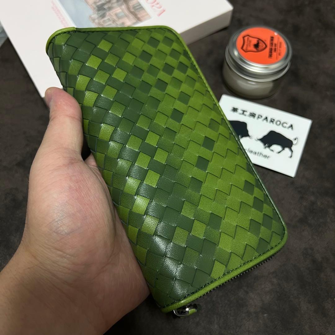 イタリアンレザー ハンドメイド 牛革本革 男女兼用&手作り&ラウンドファスナー