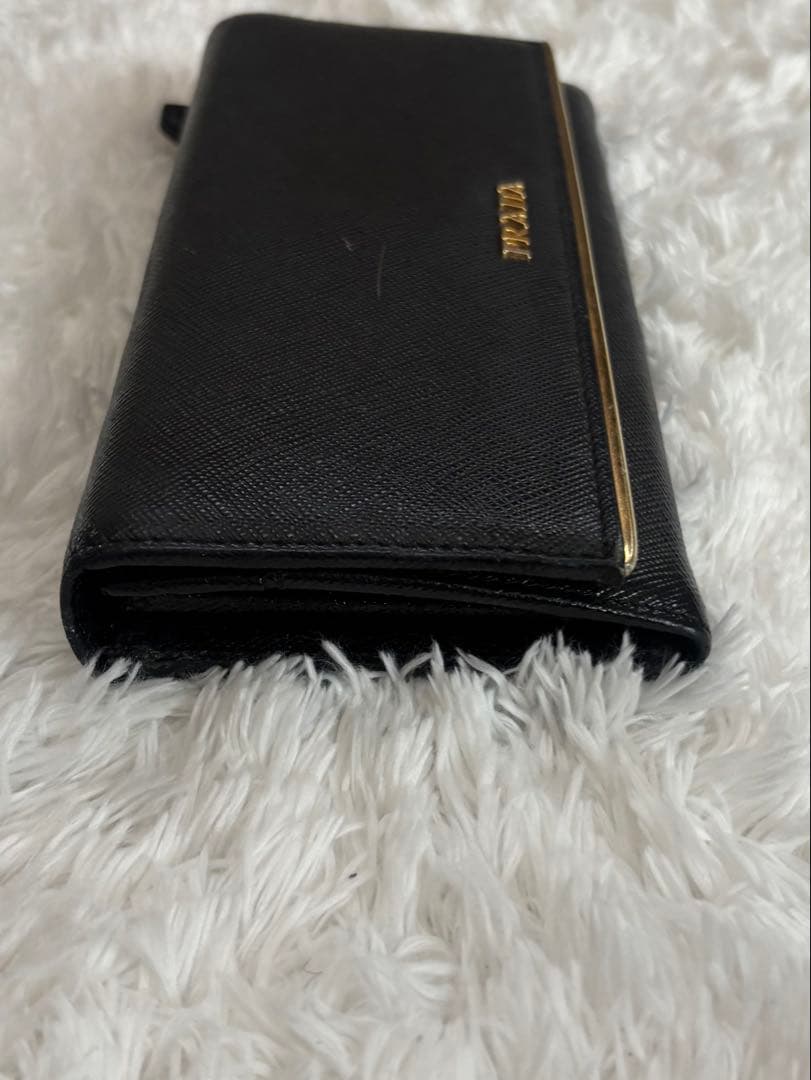 美品 PRADA プラダ パスケース付き 1MH132 ロングウォレット 黒