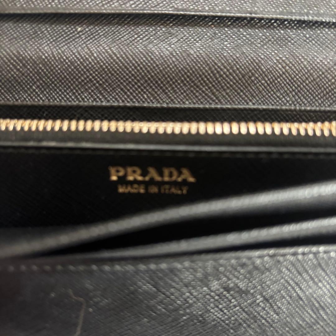 美品 PRADA プラダ パスケース付き 1MH132 ロングウォレット 黒