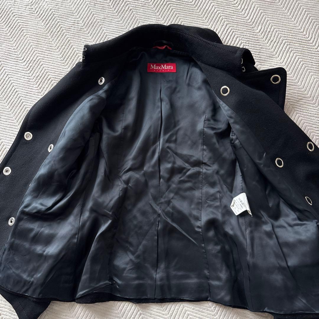 ぽぽ美品　MaxMara ブラック ピーコートM イタリア製