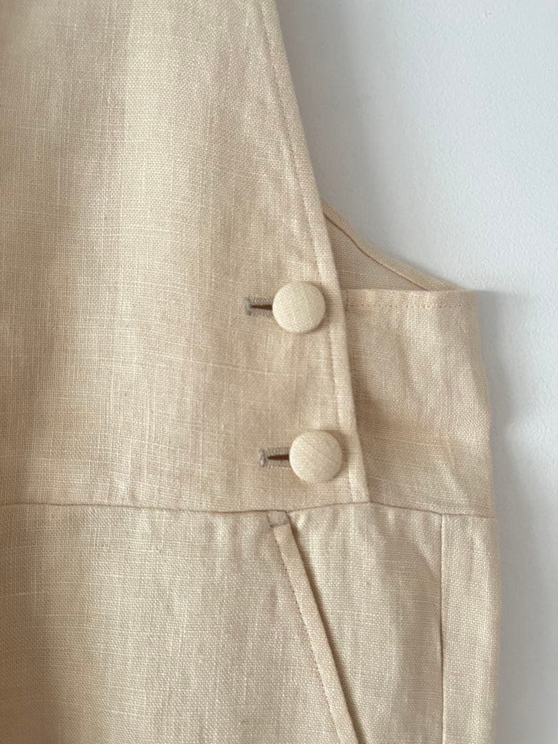 【美品】　nagonstans ナゴンスタンス　リネン サロペット　生成り