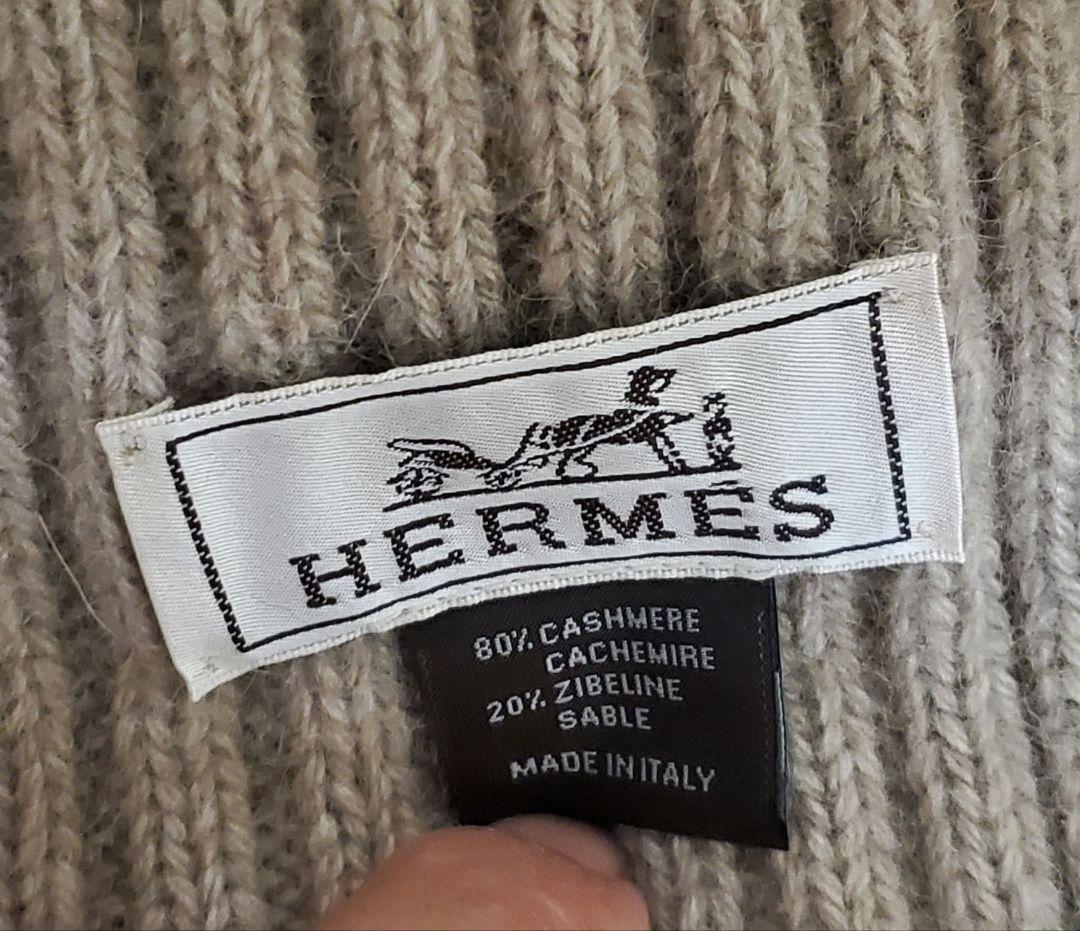 ジ*☆様 希少　HERMES ベージュ リブ編みマフラー