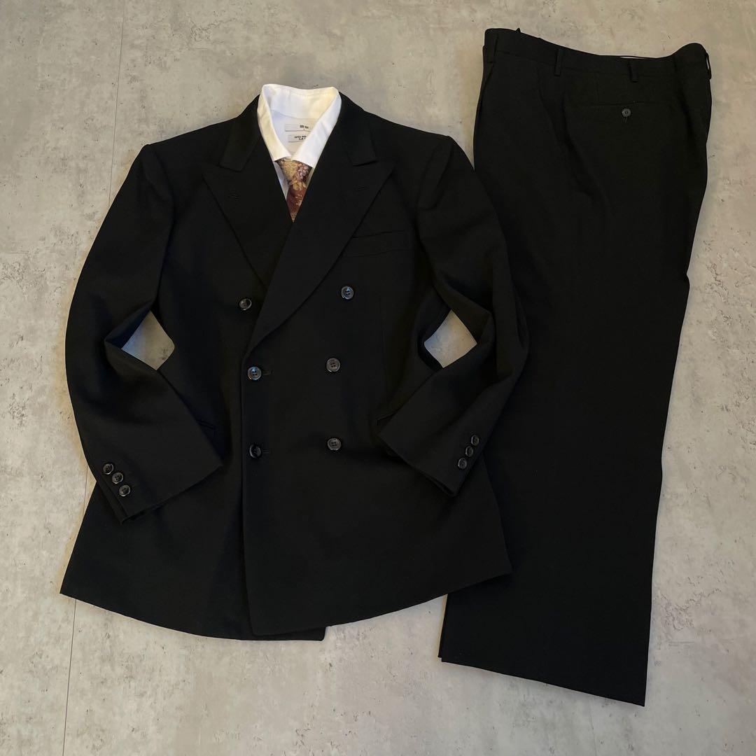 スーツセットアップ　ダブルブレスト 3B ブラック　黒　高級感　モード　成人式
