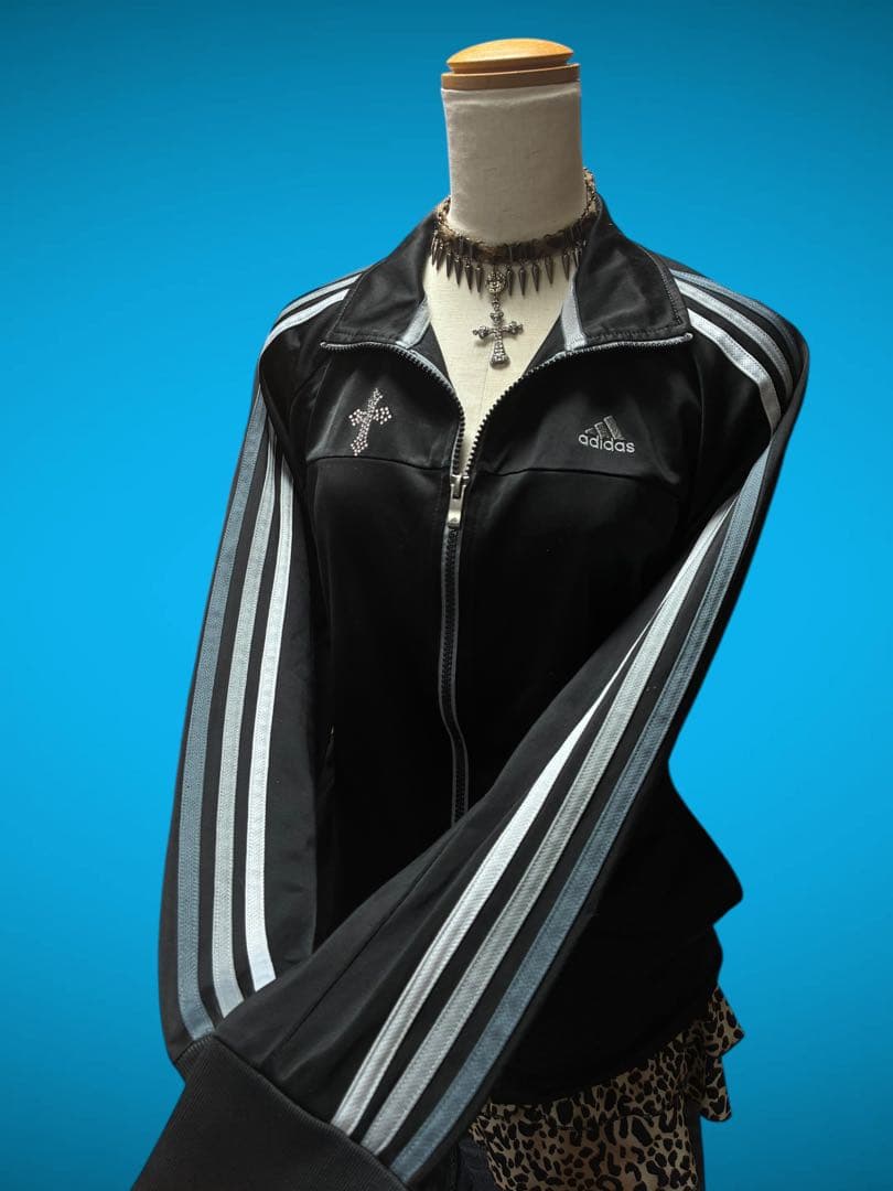 y2k十字架adidasビジュー3本線トラックジャケット古着屋パンク平成ギャル