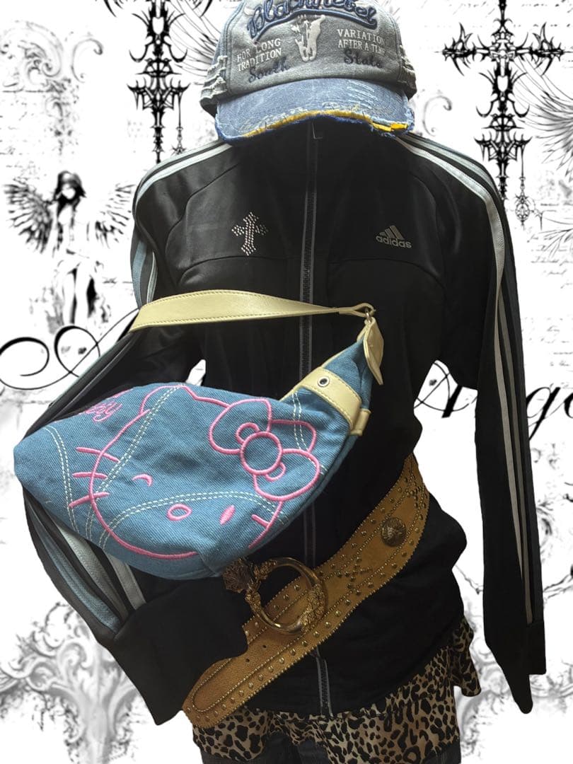 y2k十字架adidasビジュー3本線トラックジャケット古着屋パンク平成ギャル