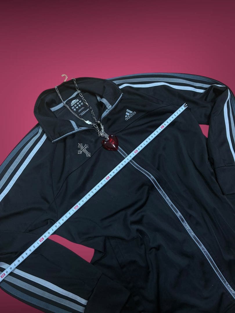 y2k十字架adidasビジュー3本線トラックジャケット古着屋パンク平成ギャル
