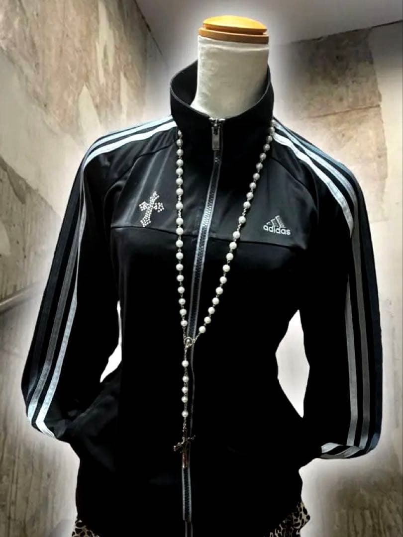 y2k十字架adidasビジュー3本線トラックジャケット古着屋パンク平成ギャル