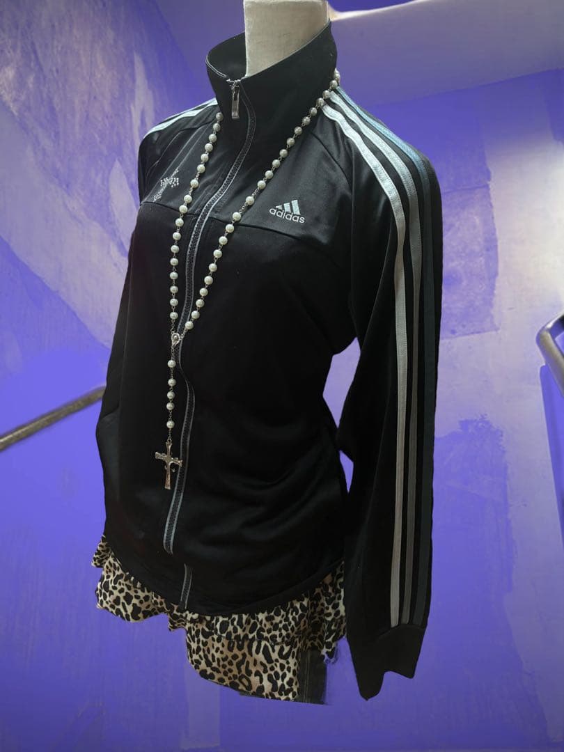 y2k十字架adidasビジュー3本線トラックジャケット古着屋パンク平成ギャル