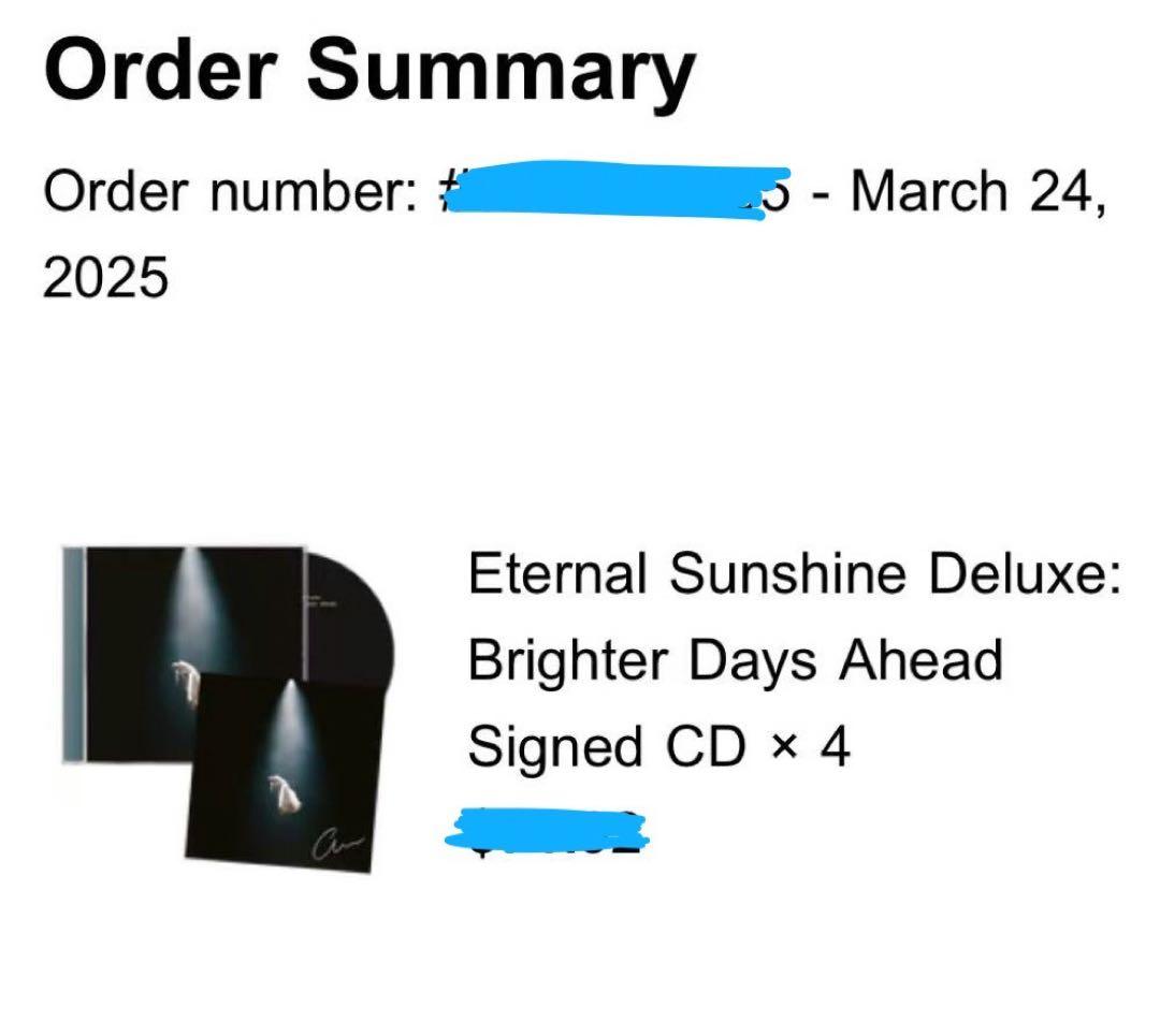 直筆サイン入り アリアナグランデ 「エターナル サンシャイン」 CD ①