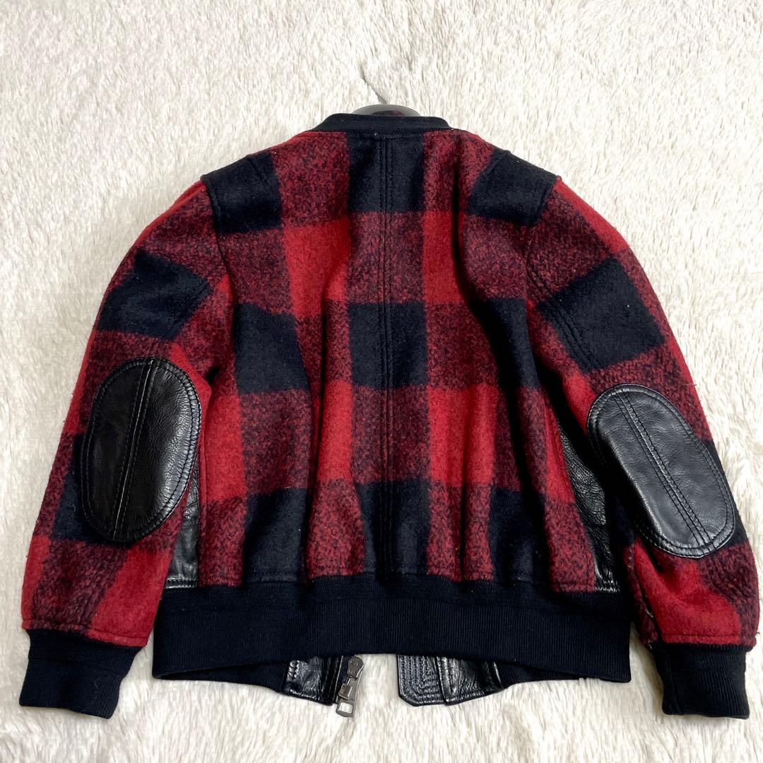 美品 BURBERRY バーバリー 牛革 チェック 切り替え レザーショルダー