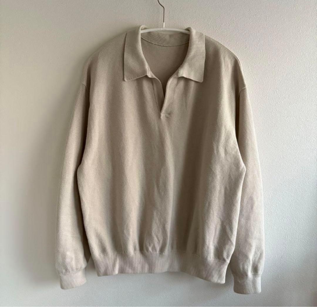 【完売品】crepuscule スキッパー　コットンニットポロ　ポロシャツ