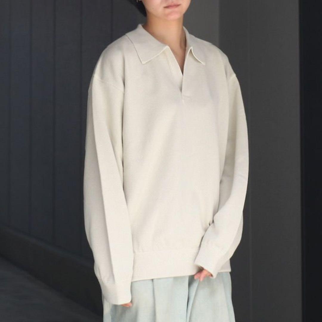 【完売品】crepuscule スキッパー　コットンニットポロ　ポロシャツ