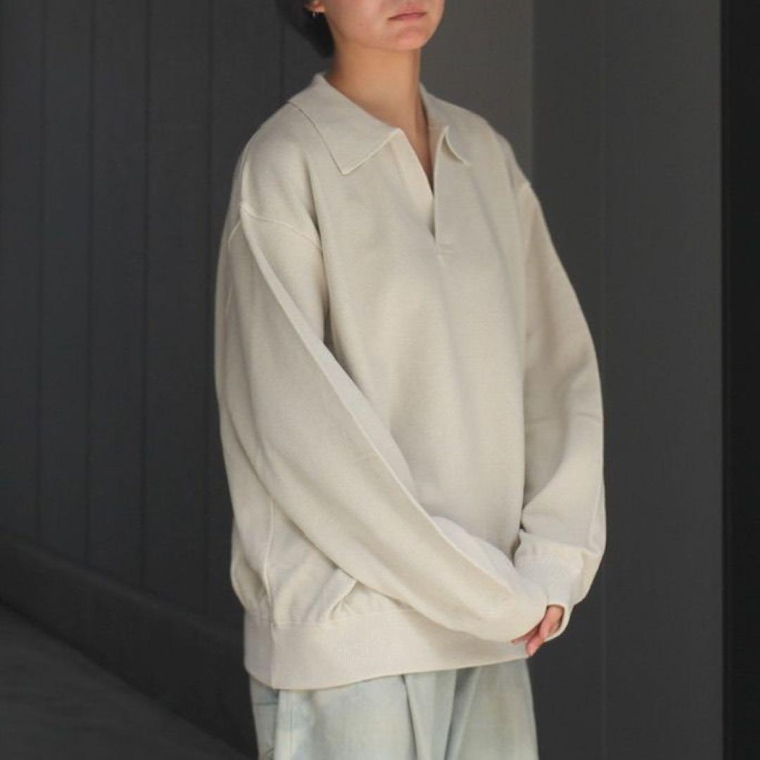 【完売品】crepuscule スキッパー　コットンニットポロ　ポロシャツ