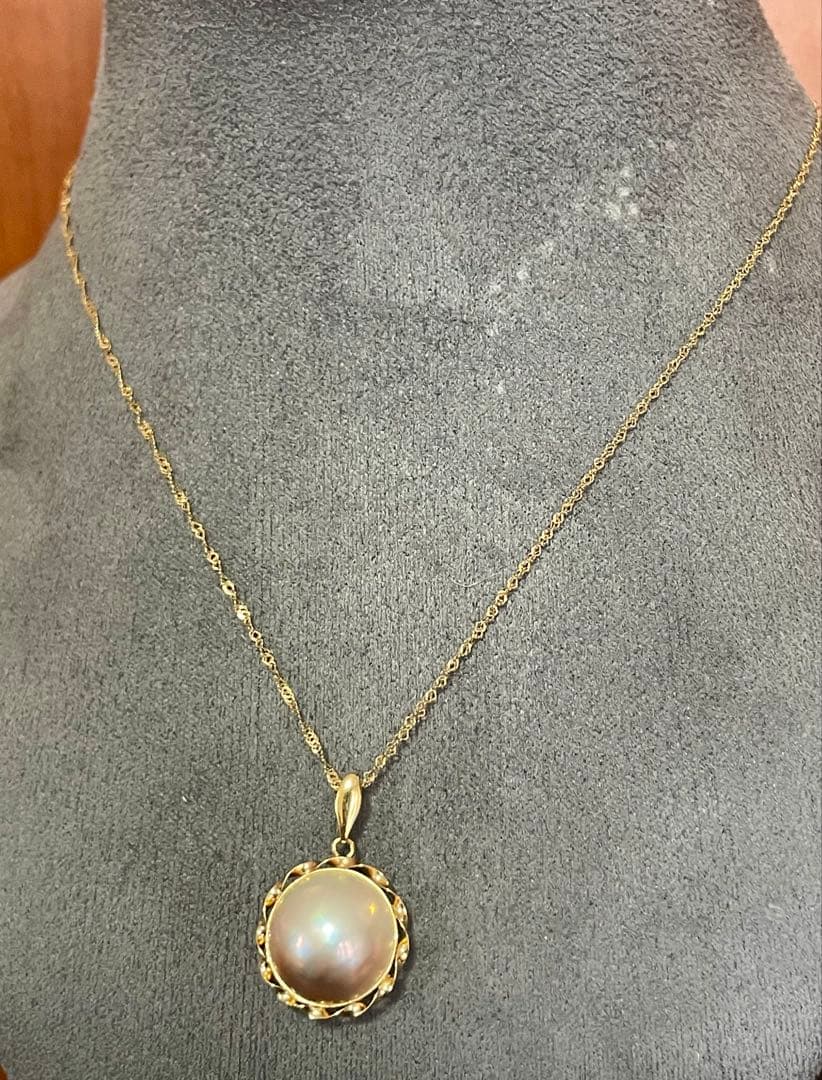 K18金 マベパール ペンダントトップ 真珠 ゴールド