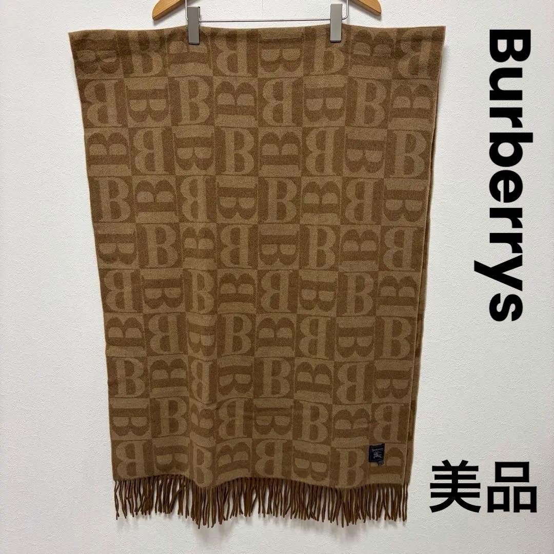 希少　Burberrys バーバリー　大判　Bロゴ　マフラー　ストール　美品