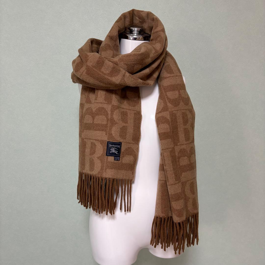 希少　Burberrys バーバリー　大判　Bロゴ　マフラー　ストール　美品