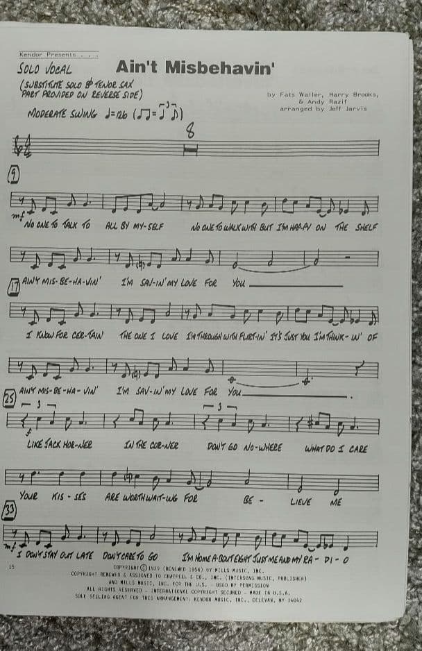 ボーカル　ビッグバンド譜面：Ain't Misbehavin'