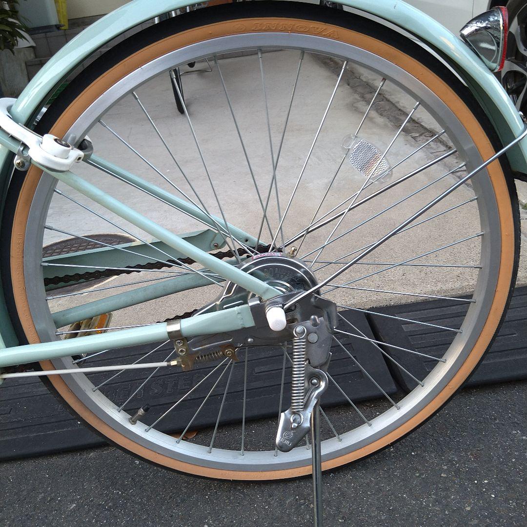 【中古美品】ミントグリーン 自転車24インチ前カゴ付き子供用 小柄な方にも