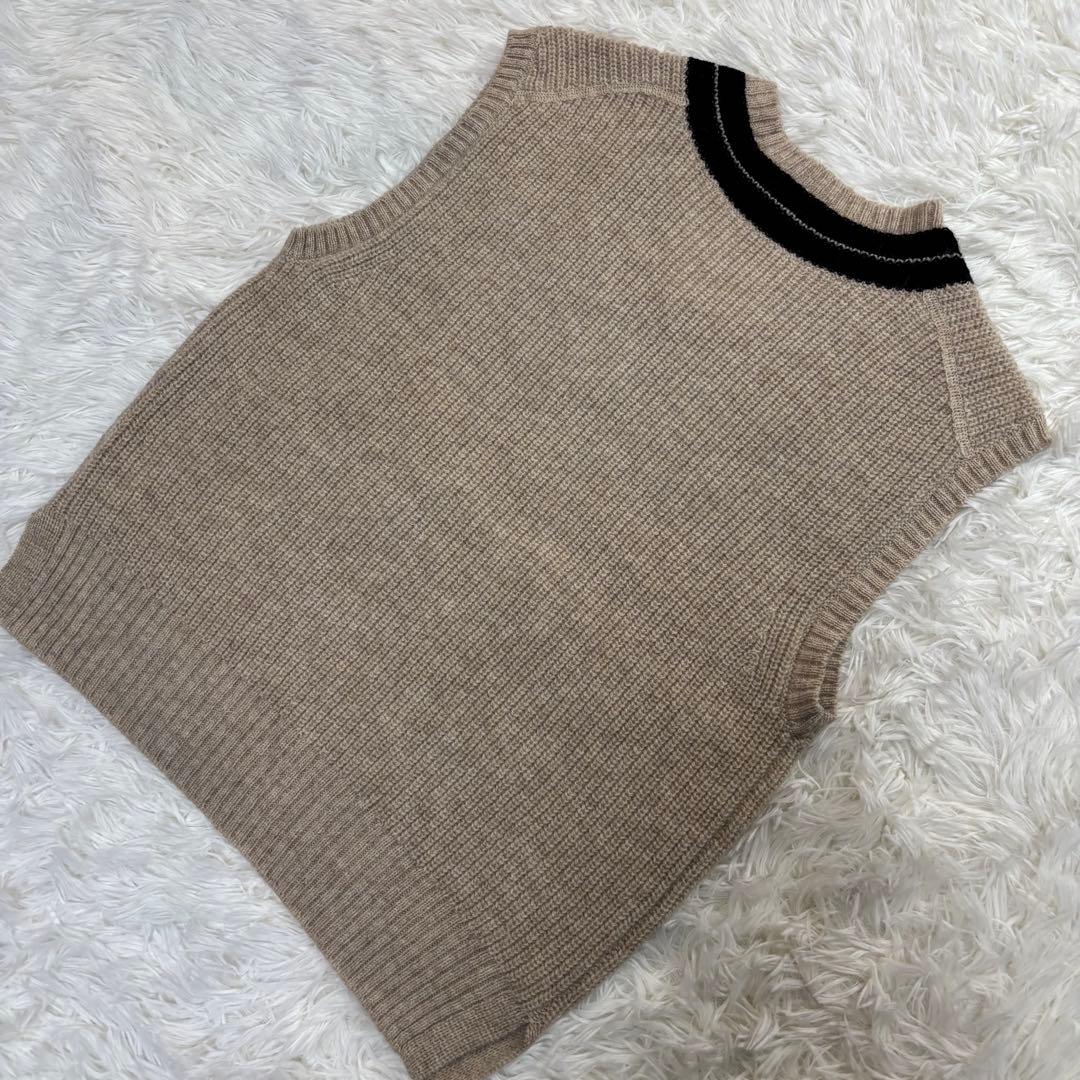 【23AW✨】MHL. ウールリブ ニットベスト Vネック ベージュ M