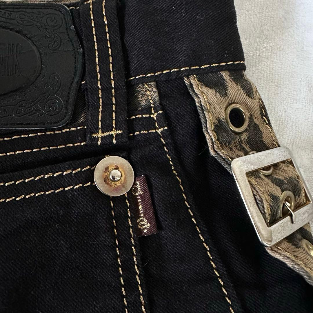 【もち】d.i.a.サイドヒョウ柄ベルトショーパン　ヒョウ柄パールベルト