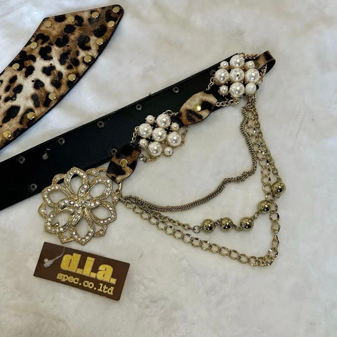 【もち】d.i.a.サイドヒョウ柄ベルトショーパン　ヒョウ柄パールベルト