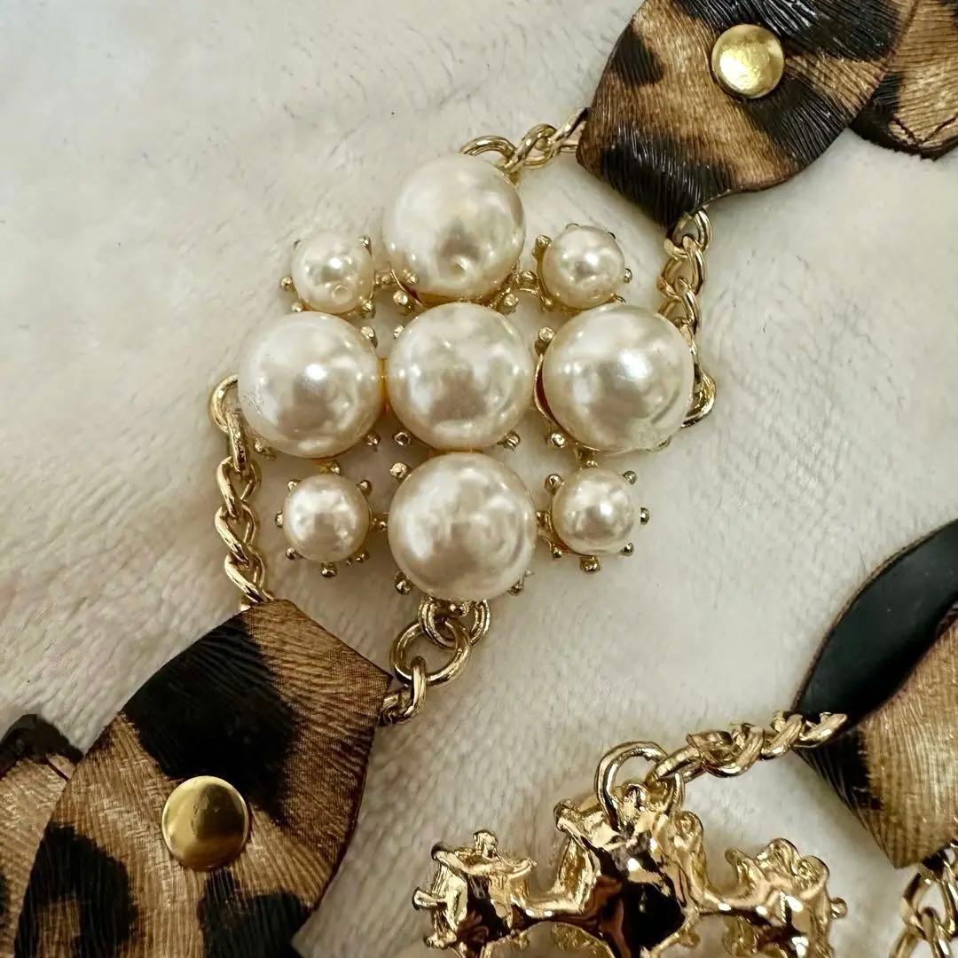 【もち】d.i.a.サイドヒョウ柄ベルトショーパン　ヒョウ柄パールベルト