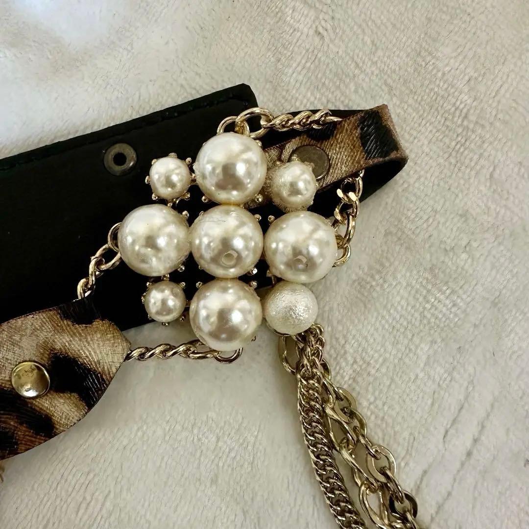 【もち】d.i.a.サイドヒョウ柄ベルトショーパン　ヒョウ柄パールベルト